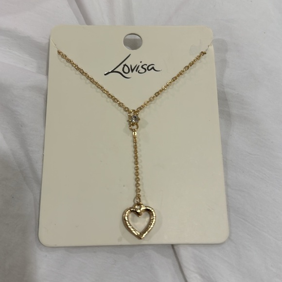 NWT Gold Heart Drop Necklace - Picture 2 of 3
